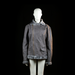 Fur jacket - Dark Gray - Size L - Asymmetric zip front jacket with visible shearling trim on the collar, cuffs, and hem. Features angled zip pockets and a flap pocket on the front.