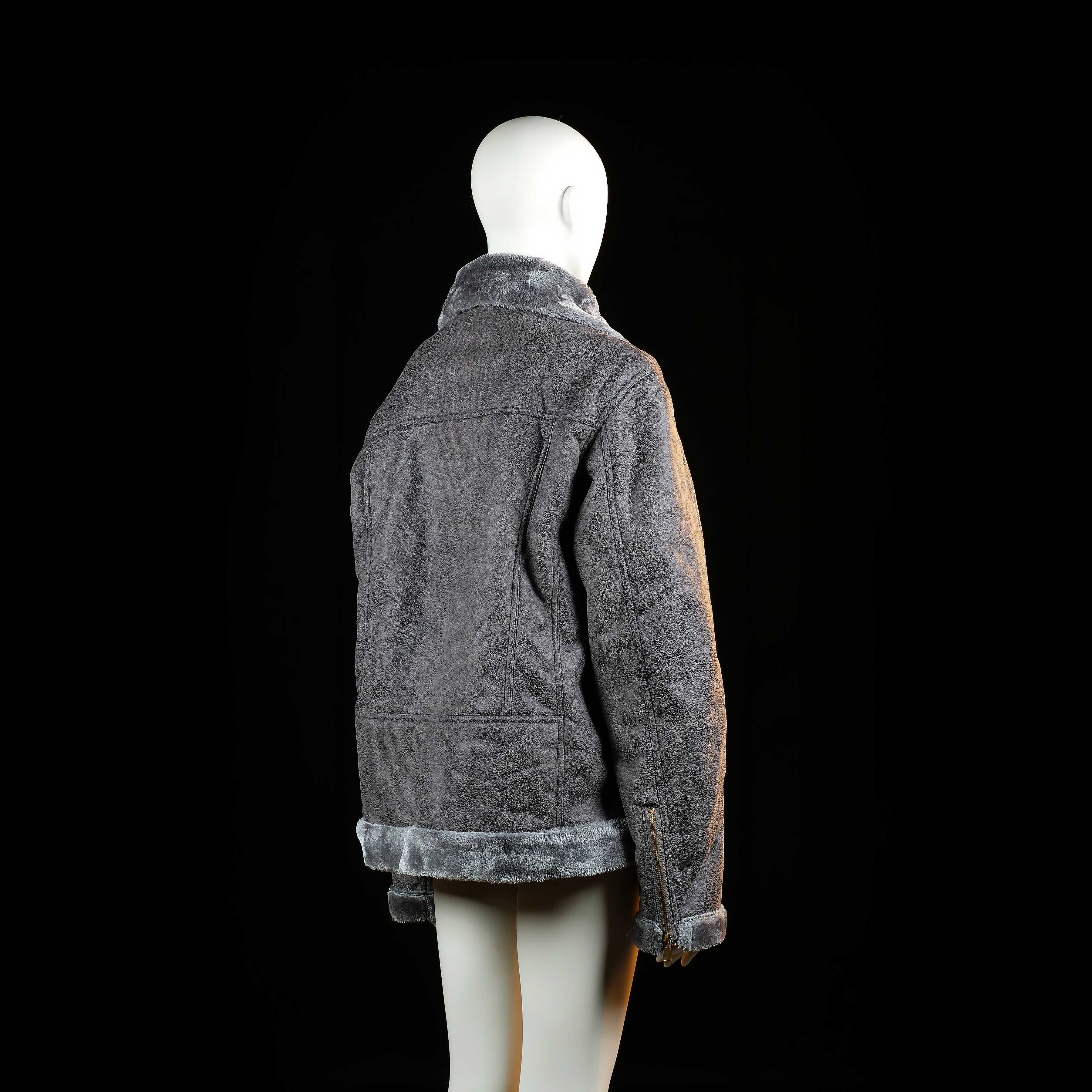 Fur jacket - Dark Gray - Size L