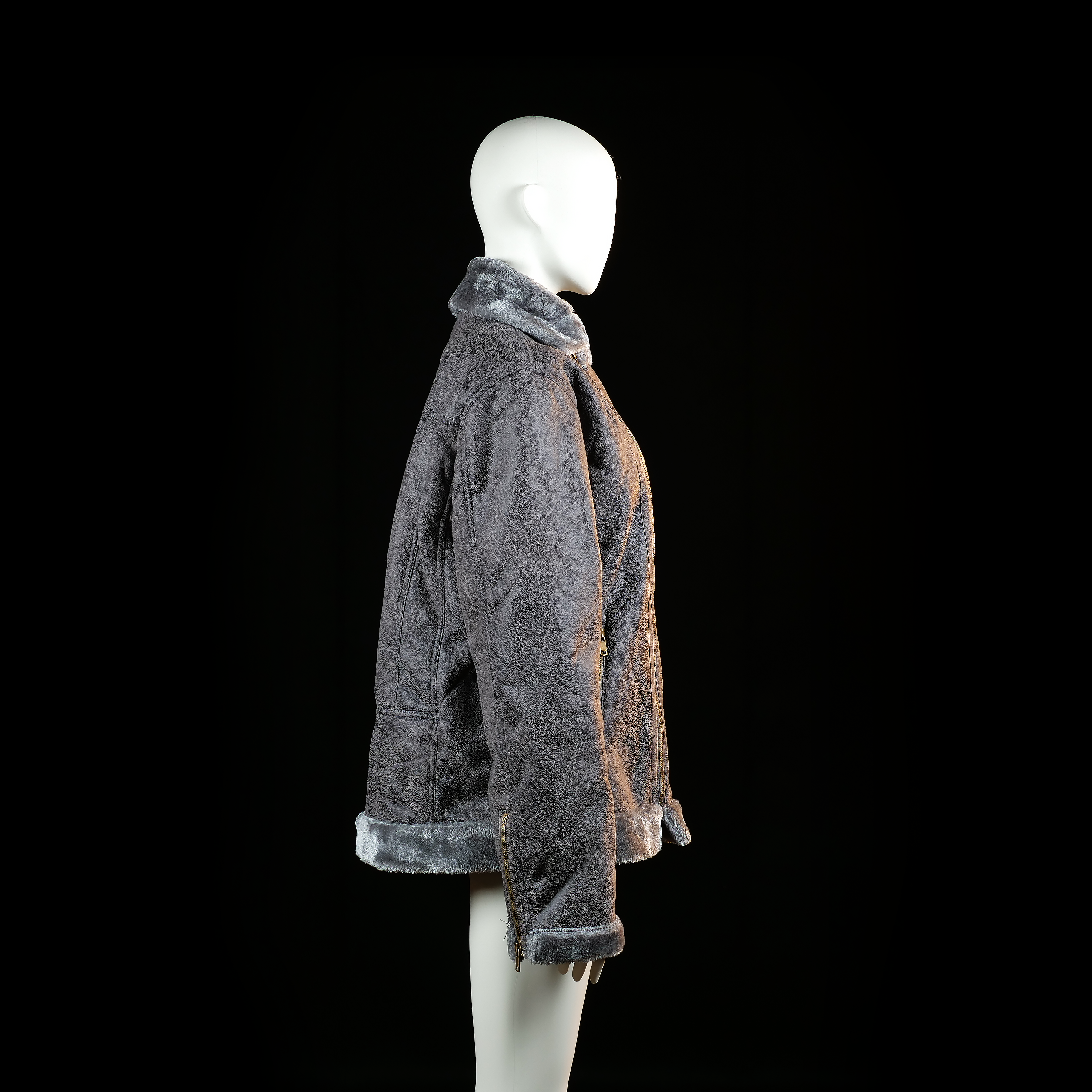 Fur jacket - Dark Gray - Size L