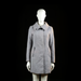 H&M - Overcoat - Light Gray - Size 34 - Light gray coat with a flared hemline, front flap pockets, and a wide high collar secured by an off-center button. Vertical seam detailing runs from the shoulders to the waist.