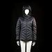Nautica - Padded jacket - Black - Size L - Quilted jacket with chevron stitching pattern, front zip closure, and attached hood with adjustable drawstrings. Features ribbed inner cuffs and zippered side pockets.