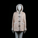 Okay - Duffle coat - Beige & Ivory - Size 40 - Hooded coat with toggle closures and exposed shearling trim along the front opening, cuffs, hood, and pocket flaps. Features front patch pockets and visible panel stitching.