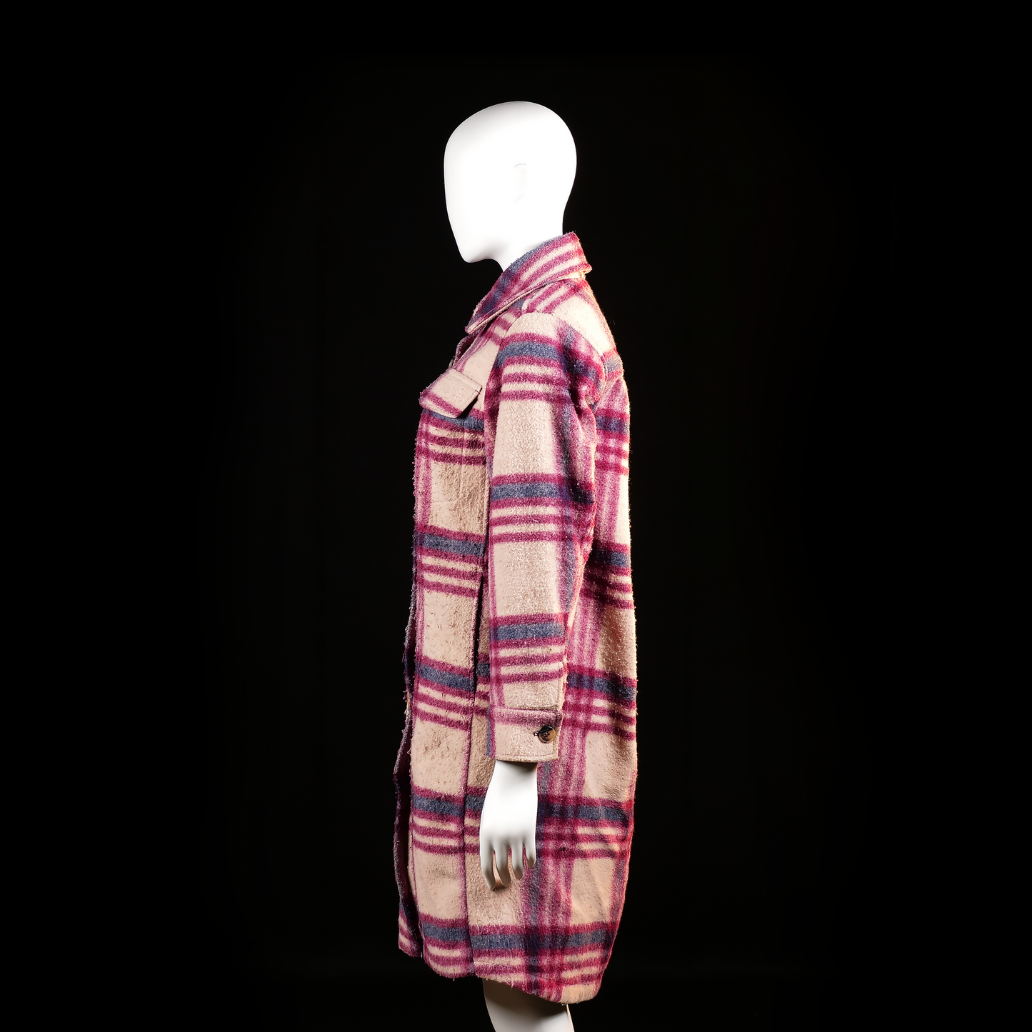 Overcoat - Beige & Burgundy - Size XS