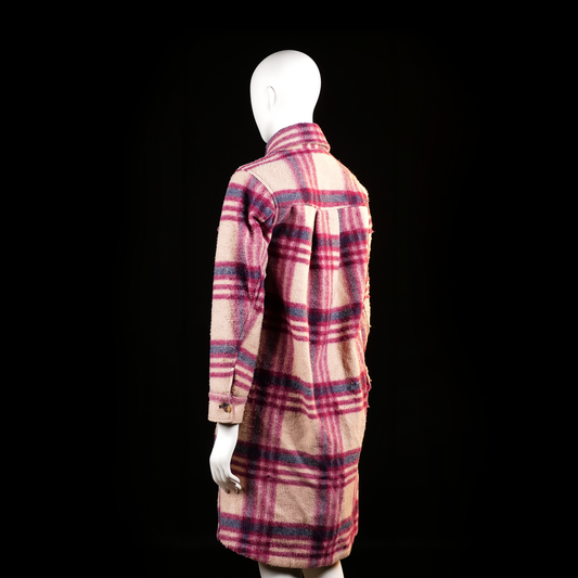 Overcoat - Beige & Burgundy - Size XS