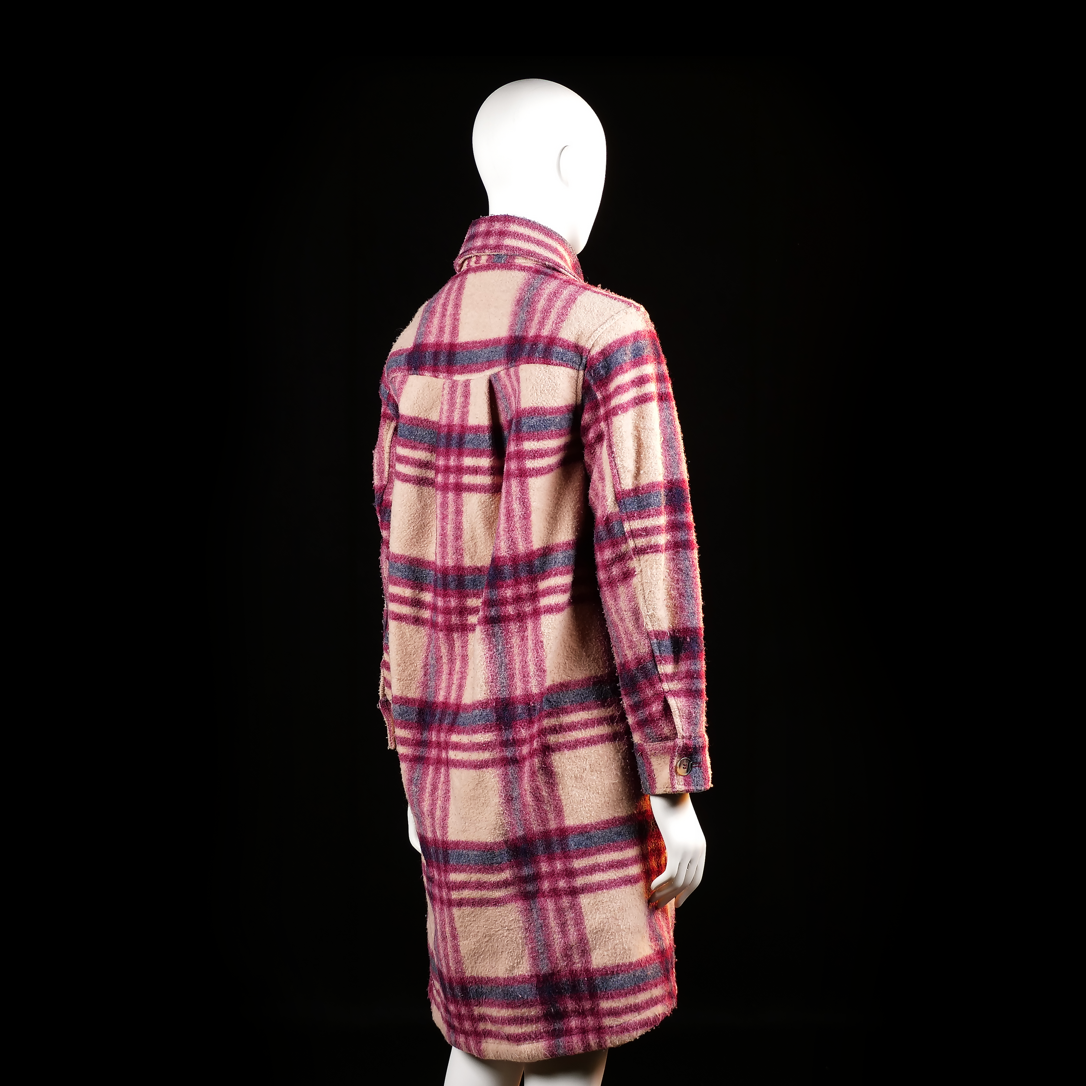 Overcoat - Beige & Burgundy - Size XS