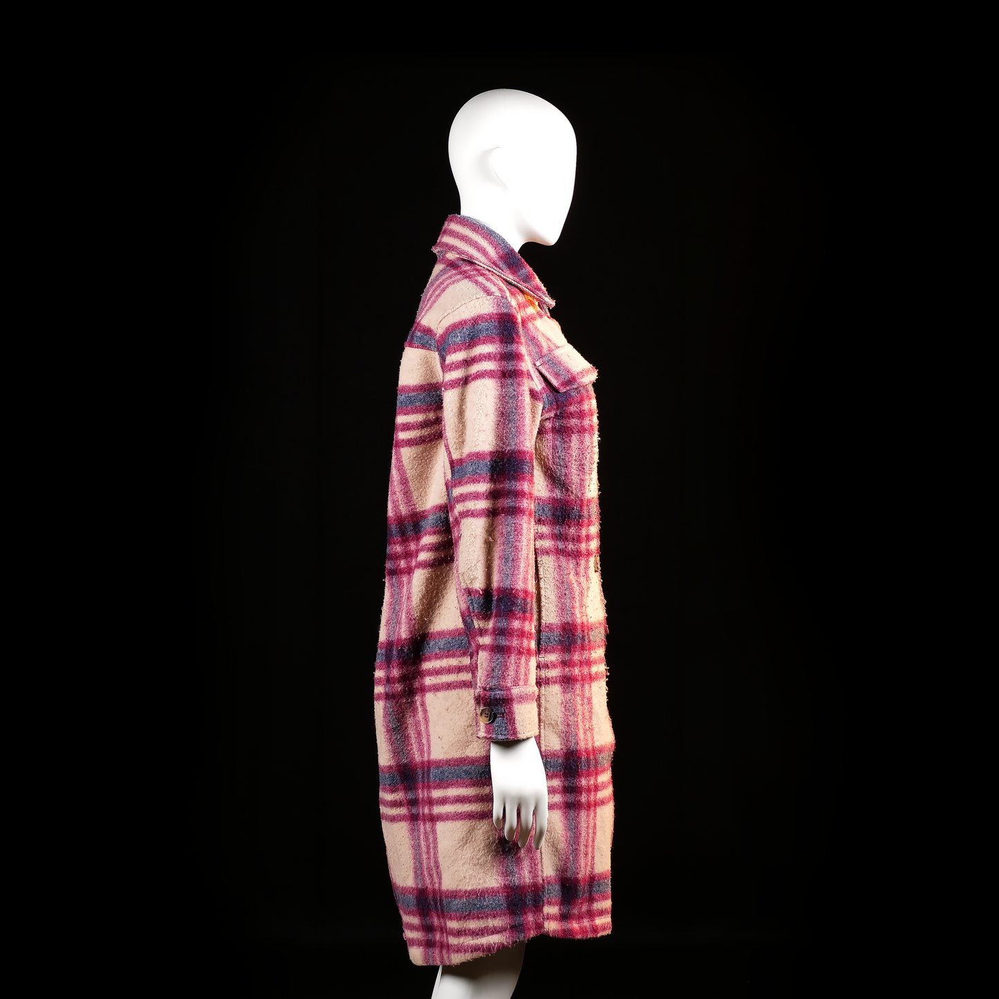 Overcoat - Beige & Burgundy - Size XS