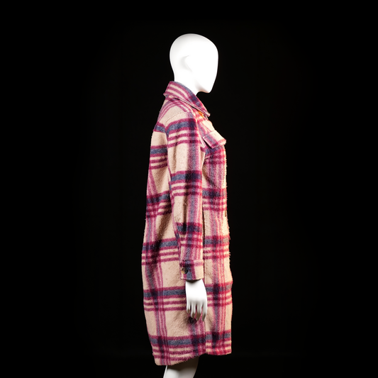 Overcoat - Beige & Burgundy - Size XS