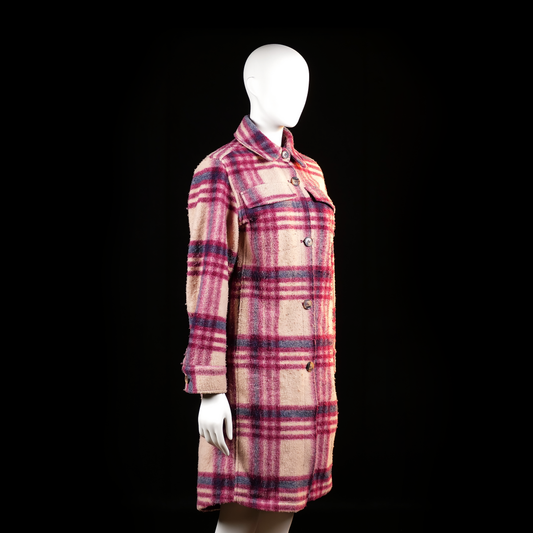 Overcoat - Beige & Burgundy - Size XS