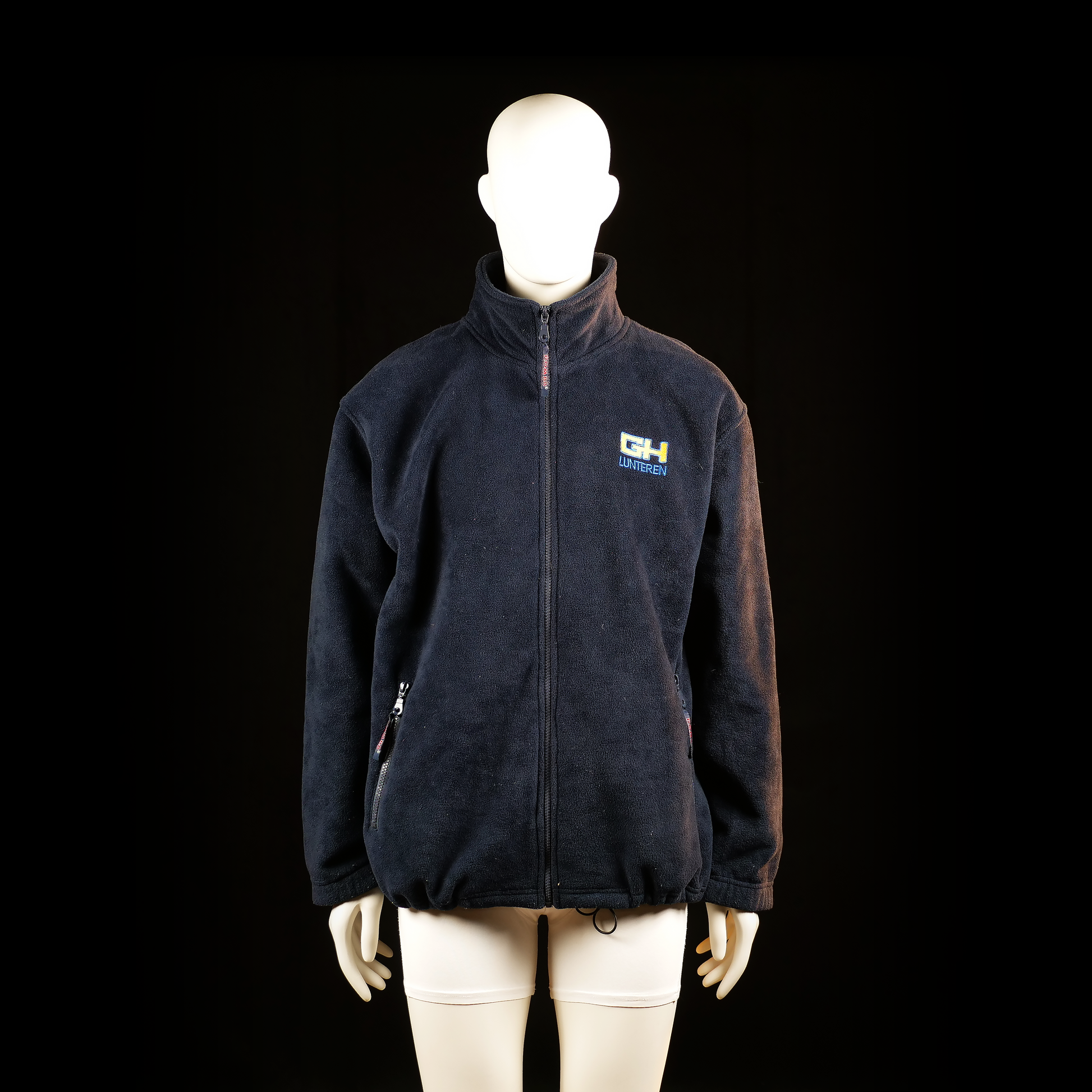 Rom88 - Fleece jacket - Black - Size XL - Full-zip fleece jacket with elastic cuffs and hem, featuring zippered side pockets and a small chest logo. High collar and solid texture with no visible patterns or trims.