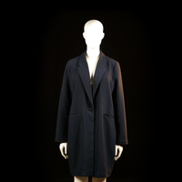 Gina Tricot - Overcoat - Navy - Size 44 - Long coat featuring a single-button front closure, notch lapels, and two horizontal welt pockets at the hips. Straight-cut silhouette with no visible embellishments or patterns.